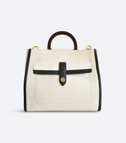 Sac à main en toile de coton italien bio et cuir de pomme blanc et noir