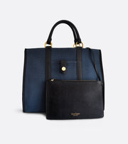 Sac cabas Dune en toile bio - Bleu foncé et noir