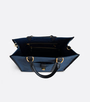 Sac cabas Dune en toile bio - Bleu foncé et noir