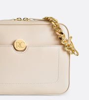 Petit sac Nomad - Sac à main beige foncé pour femme à bandoulière en cuir de pomme
