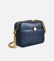 Petit sac Nomad - Sac à main bleu foncé pour femme à bandoulière en cuir de pomme