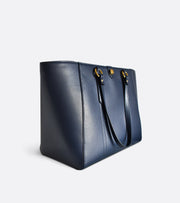 Sac cabas Nomad en cuir de pomme bleu avec pochette